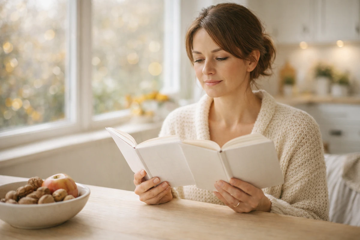 Šálek čaje a deka v teplém světle