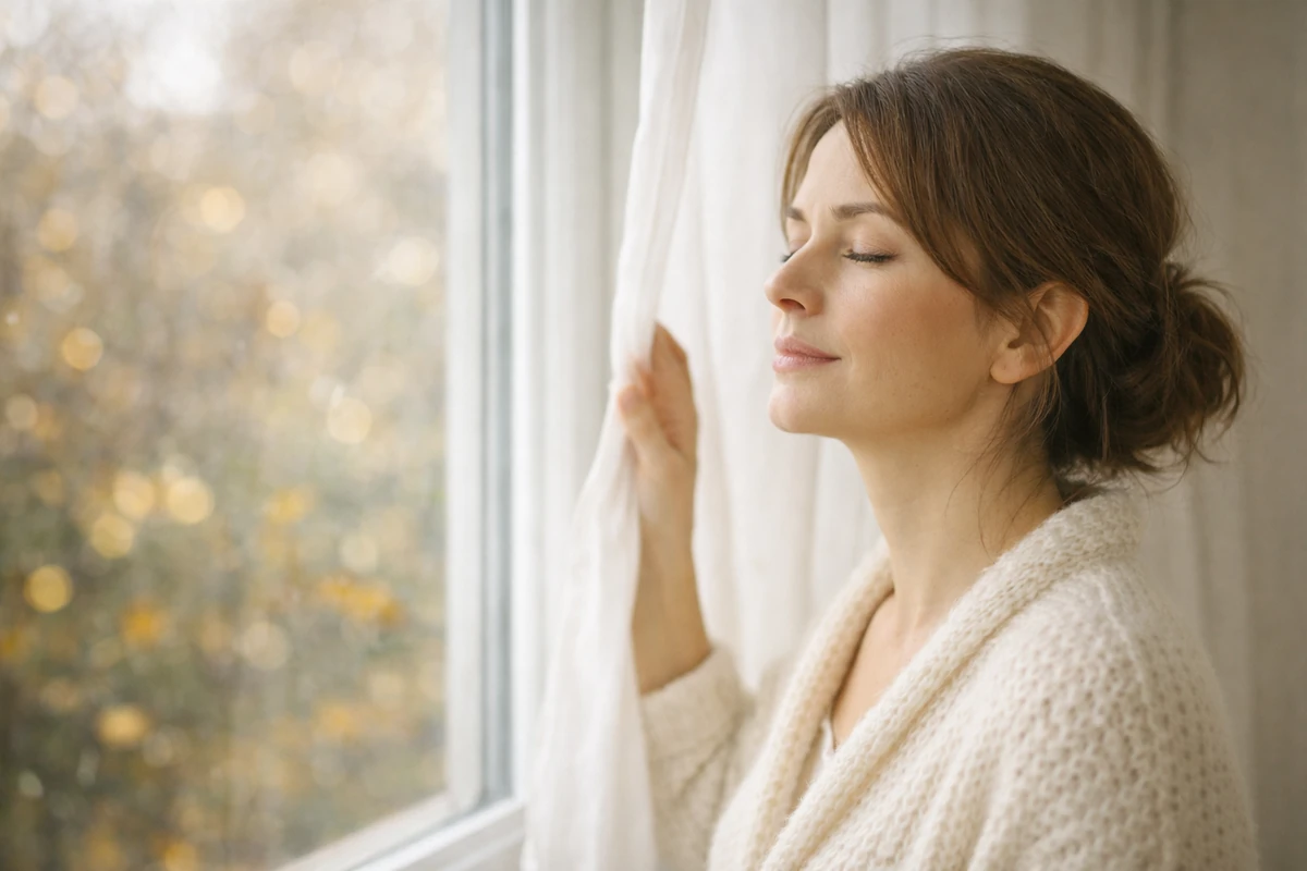 Ranní světlo u okna a otevřený zápisník