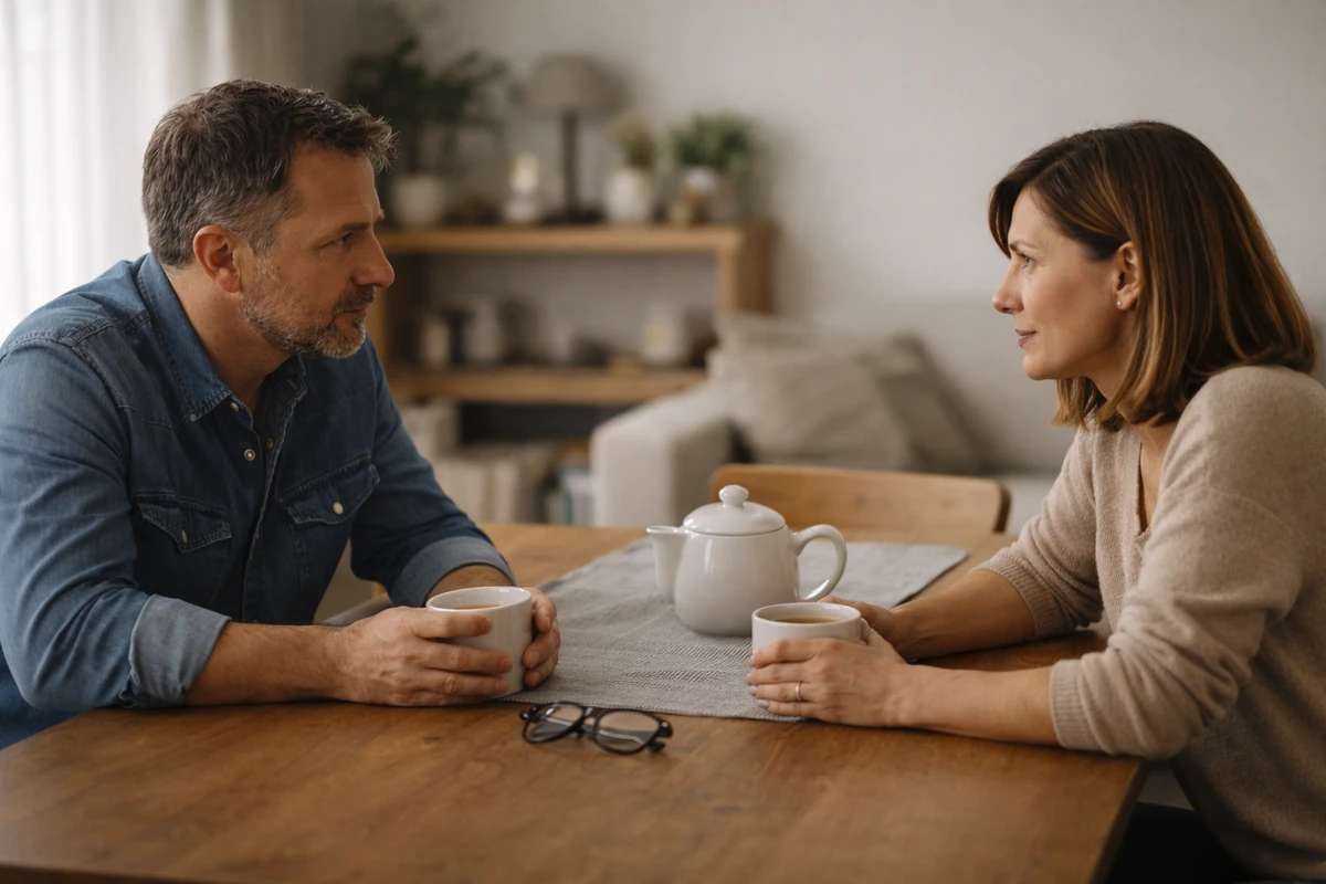 Klidný rozhovor v kuchyni bez rušivých podnětů