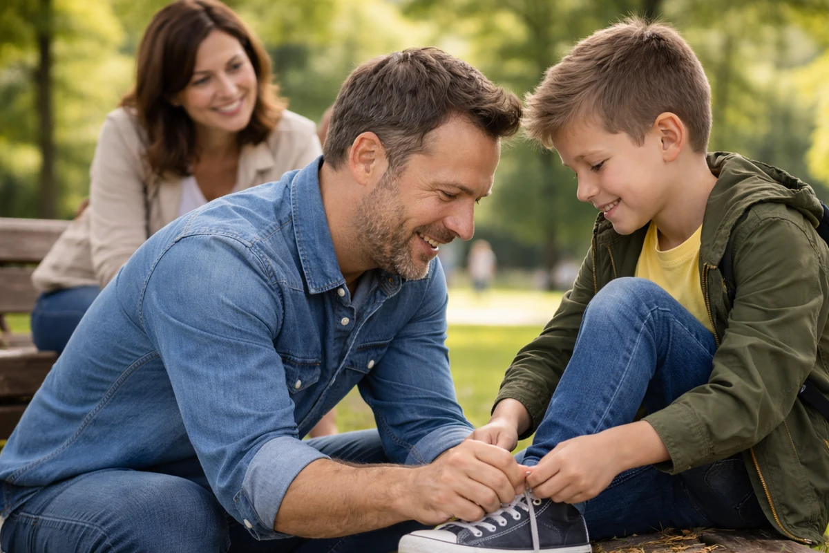 Rodiče s dítětem v parku za dne