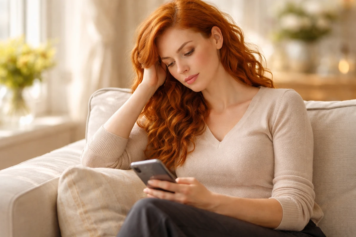 Žena zahlcená myšlenkami po práci